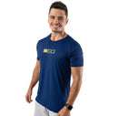 Camiseta Esportiva Slim Dry Zeiq Azul Marinho e Gold