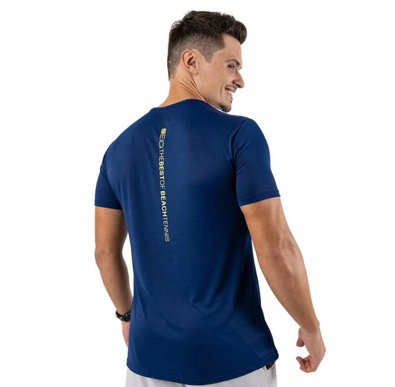 Camiseta Esportiva Slim Dry Zeiq Azul Marinho e Gold