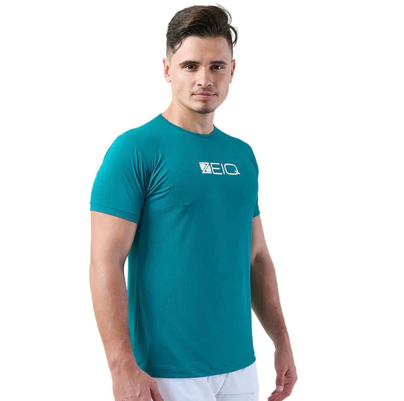 Camiseta Esportiva ZEIQ Slim Verde petróleo - Logo Branco